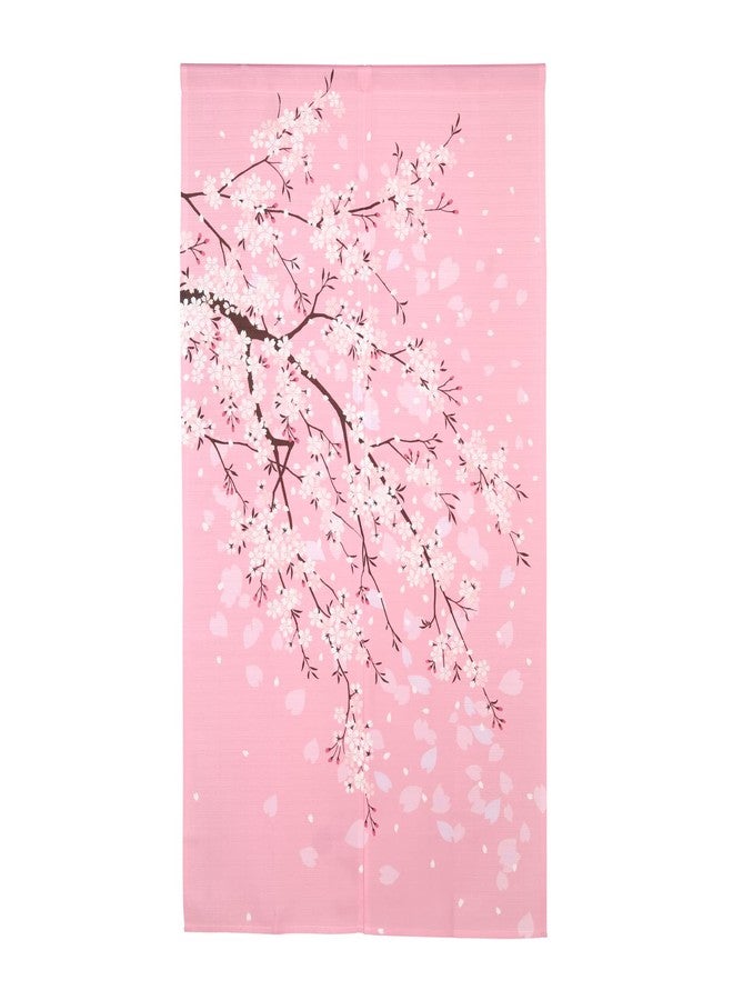 RLoncomix Japanese Noren Long Doorway Curtain Pink Cherry Blossoms Door Curtain Tapestry for Home Kitchen Decoration 33 x 59 inch - Image 1